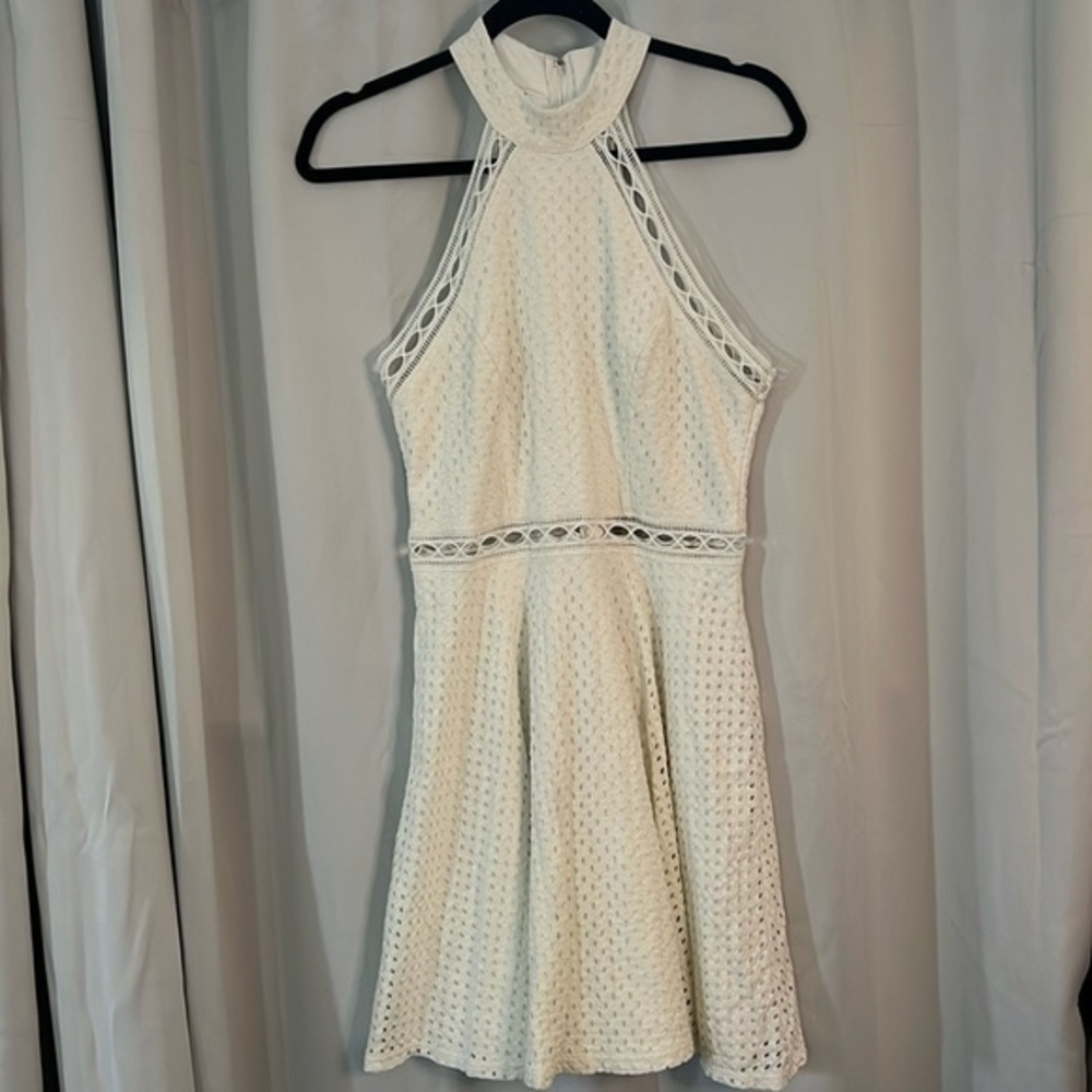 Charlotte Russe Medium White Lace Halter Style Lined Dress